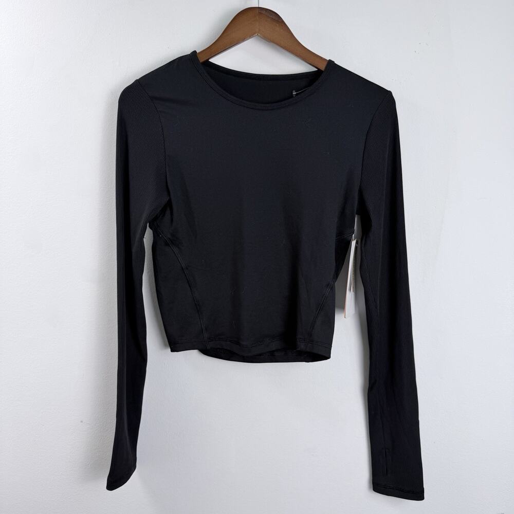 NWT Gottex Peach Skin Collection Black Long Sleeve active Stretch Top M